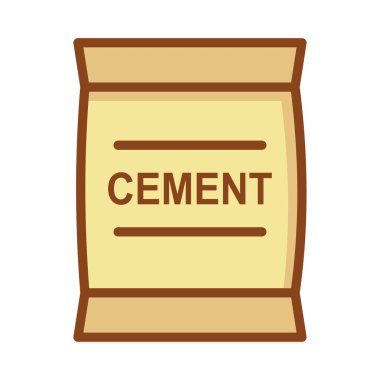 İnşaat çimento çuval düz simgesi beyaz arka plan, vektör, illüstrasyon izole
