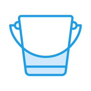 İnşaat kova düz simgesi beyaz arka plan, vektör, illüstrasyon izole