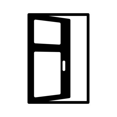 Beyaz arka plan, vektör, illüstrasyon izole açılan kapı düz simgesi