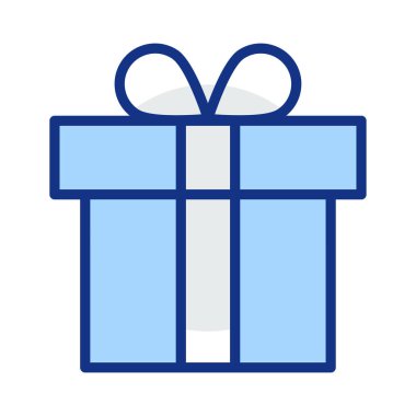 hediye kutusu düz simgesi beyaz arka plan, vektör, illüstrasyon izole