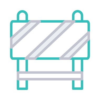 yol blok bariyer düz simgesi beyaz arka plan, vektör, illüstrasyon izole 