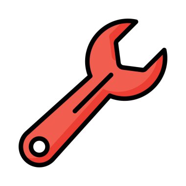 İngiliz anahtarı düz simgesi beyaz arka plan üzerinde Onarım aracı izole