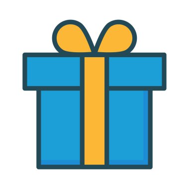 hediye kutusu düz simgesi beyaz arka plan, vektör, illüstrasyon izole