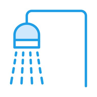 su ile duş düz simgesi beyaz arka plan, vektör, illüstrasyon izole damla