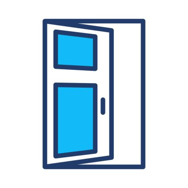 Beyaz arka plan, vektör, illüstrasyon izole açılan kapı düz simgesi