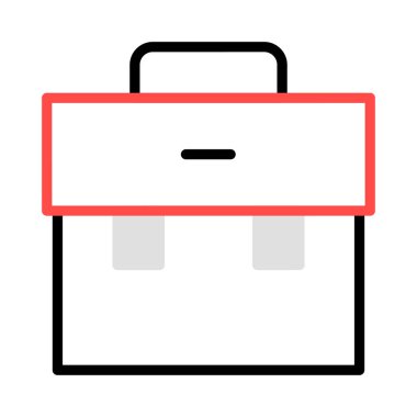 İnşaat aracı kutusu düz simgesi beyaz arka plan, vektör, illüstrasyon izole