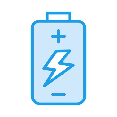 şarj pil düz simgesi beyaz arka plan, vektör, illüstrasyon izole