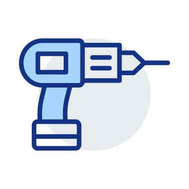 İnşaat matkap makinesi düz simgesi beyaz arka plan, vektör, illüstrasyon izole 