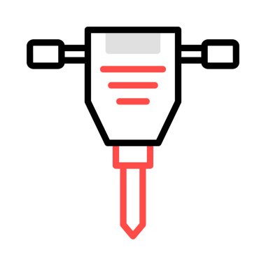 İnşaat matkap makinesi düz simgesi beyaz arka plan, vektör, illüstrasyon izole 