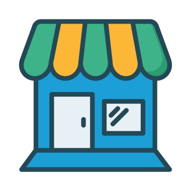 vektör çizim bina mağaza dükkan 