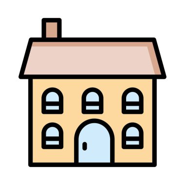 ev düz simgesi beyaz arka plan, vektör, illüstrasyon izole