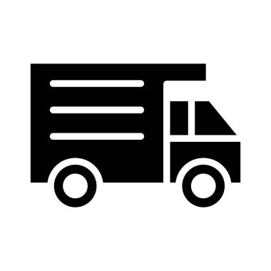 teslimat kamyonu düz simgesi beyaz arka plan, vektör, illüstrasyon izole