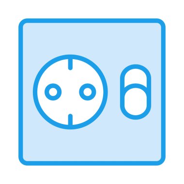 soket düz simgesi beyaz arka plan, vektör, illüstrasyon izole üzerinde anahtarı ile