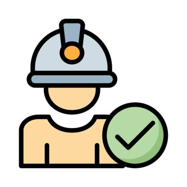 onay işareti işareti düz simgesi beyaz arka plan, vektör, illüstrasyon izole ile mühendis avatar