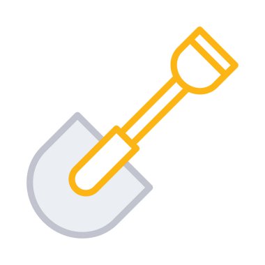 İnşaat Küreği düz simgesi beyaz arka plan, vektör, illüstrasyon izole