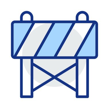 yol blok bariyer düz simgesi beyaz arka plan, vektör, illüstrasyon izole 