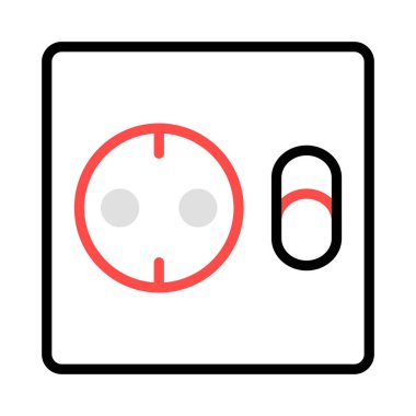 soket düz simgesi beyaz arka plan, vektör, illüstrasyon izole üzerinde anahtarı ile