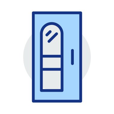 pencere düz simgesi beyaz arka plan, vektör, illüstrasyon izole kapalı kapı