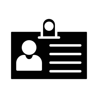 kimlik kartı düz simgesi beyaz arka plan, vektör, illüstrasyon izole