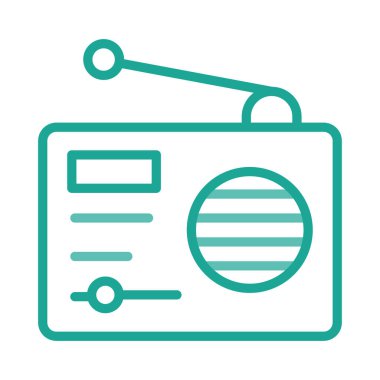 radyo anten düz simgesi beyaz arka plan, vektör, illüstrasyon izole