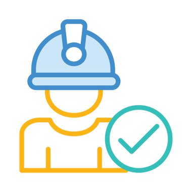 onay işareti işareti düz simgesi beyaz arka plan, vektör, illüstrasyon izole ile mühendis avatar