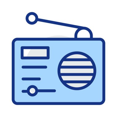 radyo anten düz simgesi beyaz arka plan, vektör, illüstrasyon izole