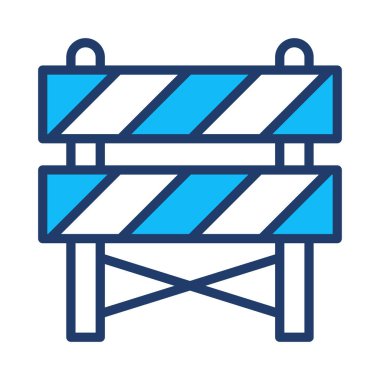 yol blok bariyer düz simgesi beyaz arka plan, vektör, illüstrasyon izole 