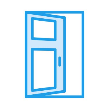 Beyaz arka plan, vektör, illüstrasyon izole açılan kapı düz simgesi