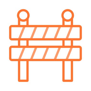 yol blok bariyer düz simgesi beyaz arka plan, vektör, illüstrasyon izole 