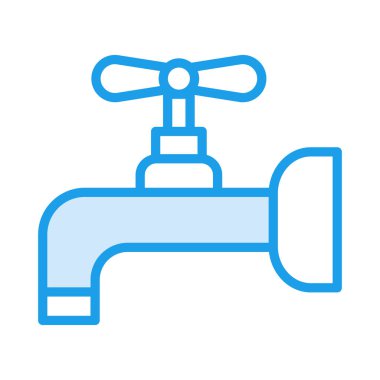 su musluk düz simgesi beyaz arka plan, vektör, illüstrasyon izole