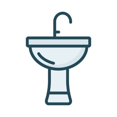 lavabo musluk düz simgesi beyaz arka plan, vektör, illüstrasyon izole