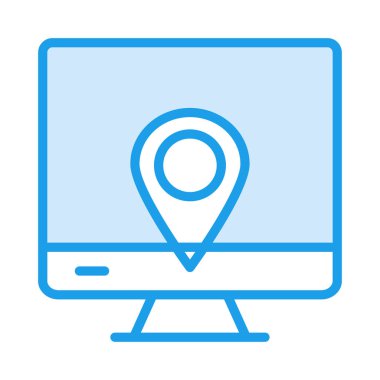 ekran düz simgesi beyaz arka plan, vektör, illüstrasyon izole konum iğnesi