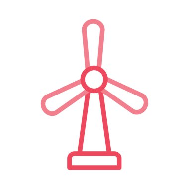 Rüzgar enerjisi türbini düz simgesi beyaz arka plan, vektör, illüstrasyon izole