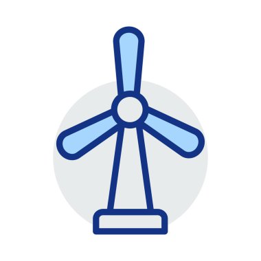 Rüzgar enerjisi türbini düz simgesi beyaz arka plan, vektör, illüstrasyon izole