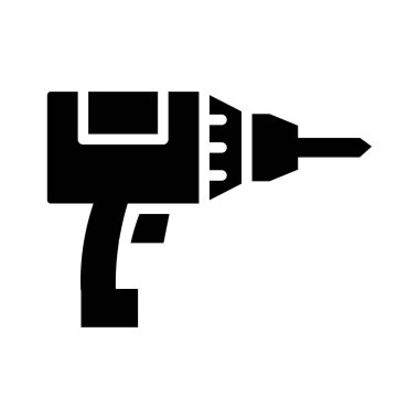 İnşaat matkap makinesi düz simgesi beyaz arka plan, vektör, illüstrasyon izole 