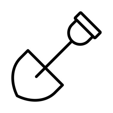 İnşaat Küreği düz simgesi beyaz arka plan, vektör, illüstrasyon izole