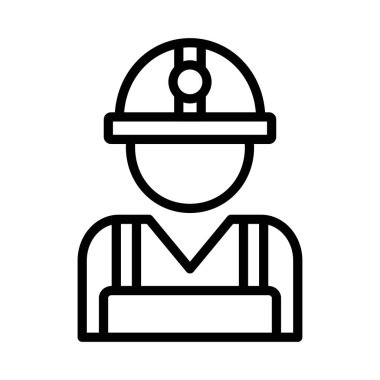 İnşaat mühendisi avatar düz simgesi beyaz arka plan, vektör, illüstrasyon izole