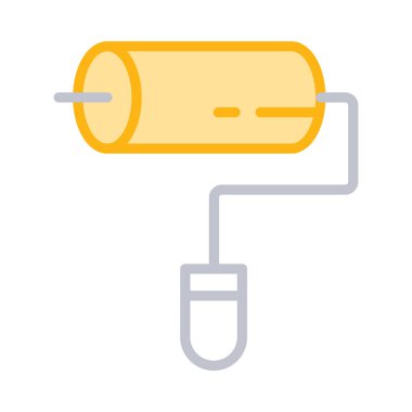 Beyaz arkaplanda izole edilmiş boya silindirli düz simge, vektör, illüstrasyon