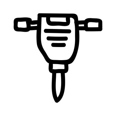 İnşaat matkap makinesi düz simgesi beyaz arka plan, vektör, illüstrasyon izole 