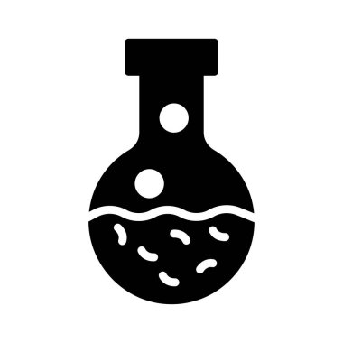 Laboratuvar şişesi düz simgesi beyaz arka plan, vektör, illüstrasyon izole