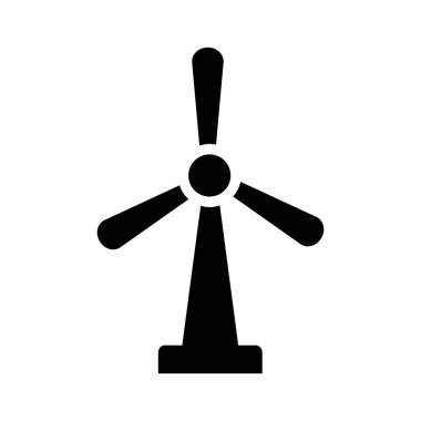 Rüzgar enerjisi türbini düz simgesi beyaz arka plan, vektör, illüstrasyon izole