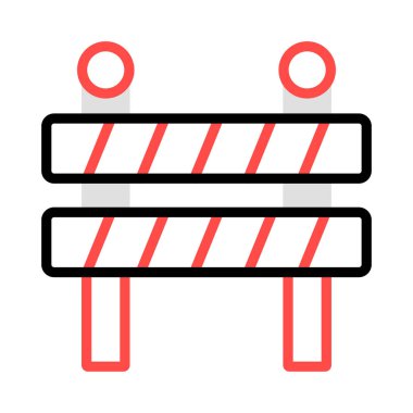 yol blok bariyer düz simgesi beyaz arka plan, vektör, illüstrasyon izole 