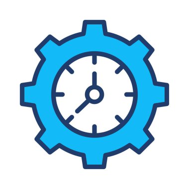 Beyaz arka plan, vektör, illüstrasyon izole vites düz simgesi ile saat