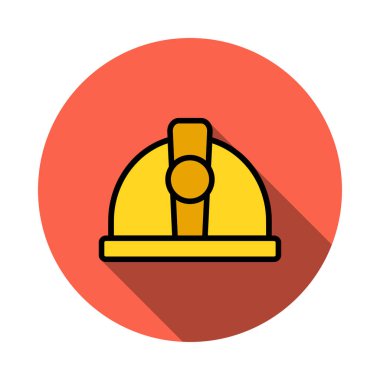 güvenlik koruma kask düz simgesi beyaz arka plan, vektör, illüstrasyon izole