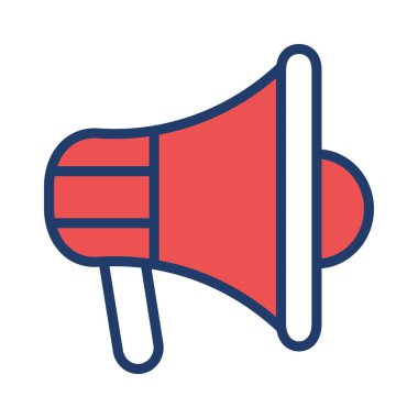 Beyaz arka plan, vektör, illüstrasyon izole megafon düz simgesi