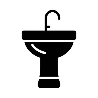 lavabo musluk düz simgesi beyaz arka plan, vektör, illüstrasyon izole