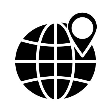  küre simgesiyle beyaz arka plan, vektör, illüstrasyon izole konum PIN düz