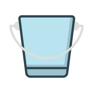 İnşaat kova düz simgesi beyaz arka plan, vektör, illüstrasyon izole