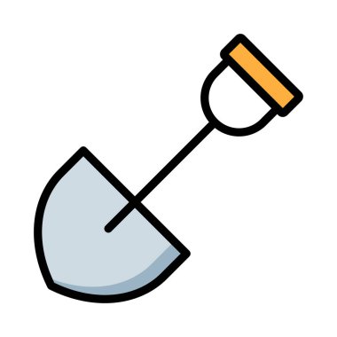 İnşaat Küreği düz simgesi beyaz arka plan, vektör, illüstrasyon izole