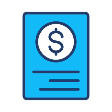 Fatura yaprak düz simgesi beyaz arka plan, vektör, illüstrasyon izole